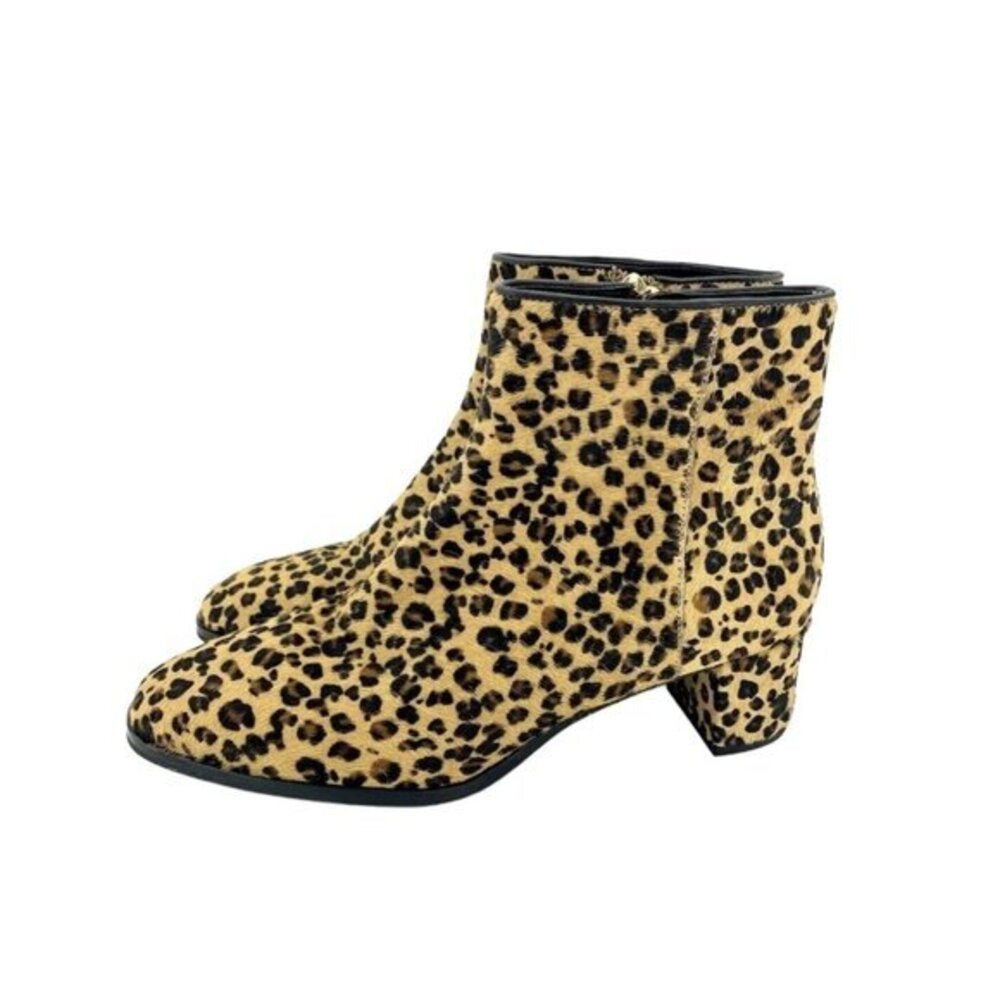 Via Spiga  Ankle Booties Calf Hair Leather Animal Print Sz 8 New